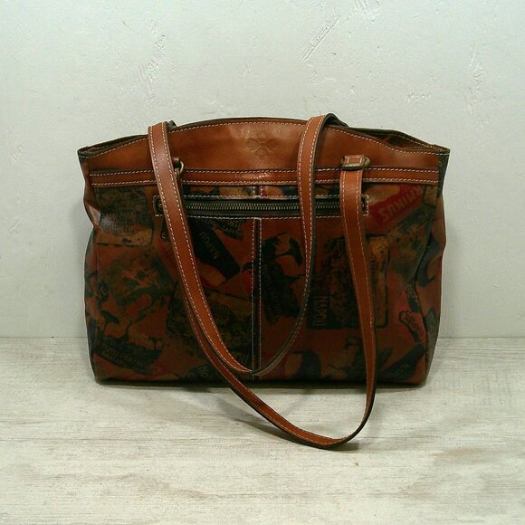 Patricia Nash Handbags - Patricia Nash Poppy Leather Tote Bag Sienna Sunset Vintage Italy Print Purse